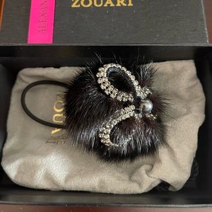 Holiday gift ideas! Alexander Zouari fur with crystal hair tie